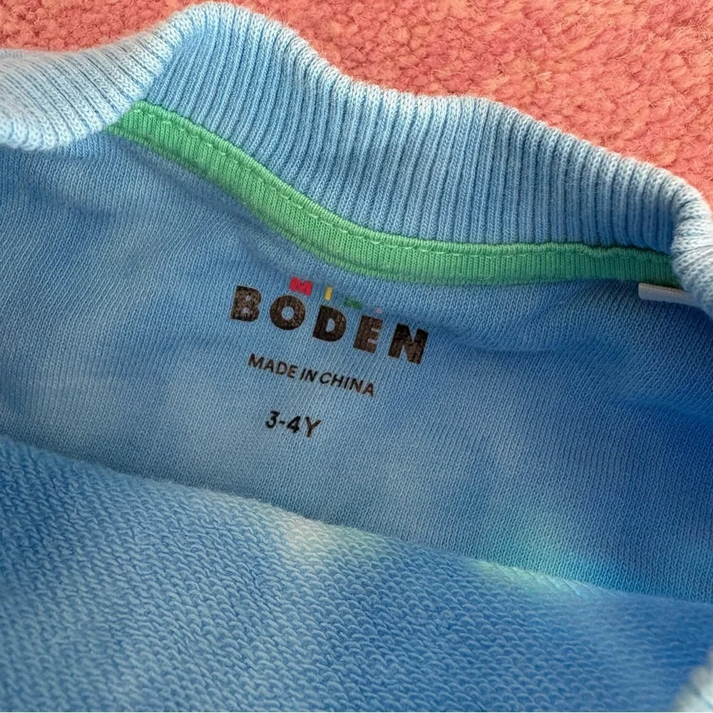 Mini Boden 3-4Y Blue & Green Tie-Dye Sweatshirt and Shorts Set